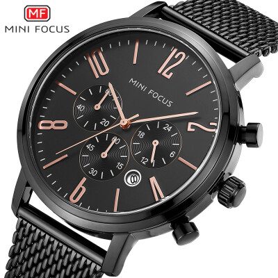 

MINI FOCUS Fox hot fashion multi-function mens watch steel mesh belt slim mens watch