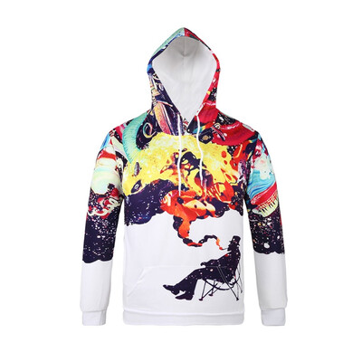 

Toponeto Mens Autumn Spring Fashion 3D Printing Hoodie Hooded Loose Long Sleeve Top