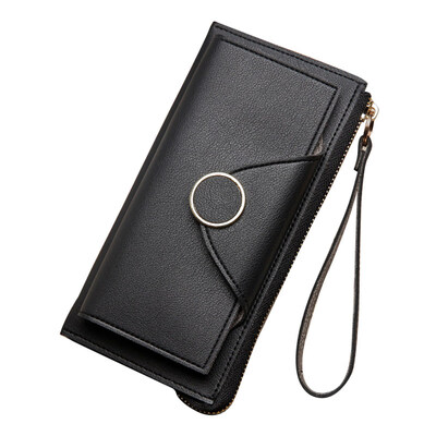

Fashion Bifold Women Long Wallet Zipper Purse Card Holder Hand Strap Clutch