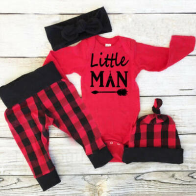 

3pcs Newborn Baby Boy Romper Jumpsuit Tops Long Pants Hat Outfits Clothes Set