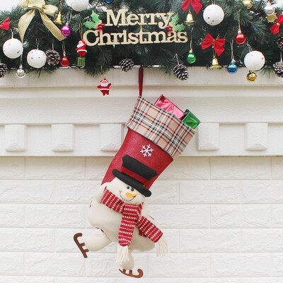 

〖Follure〗Candy Bag Christmas Gifts Tree Ornament Stocking Santa Claus Snowman Sock Decor