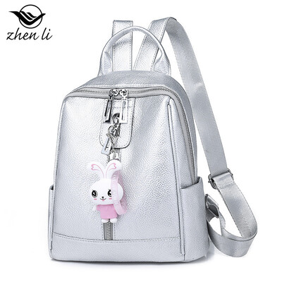 

Supply PU leather shoulder bag womens new college wind solid color girls backpack
