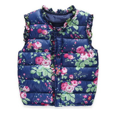 

Autumn winter Girls Vests Childrens Clothing Baby Girls hooded Waistcoat European style Print girls Vest Outerwear