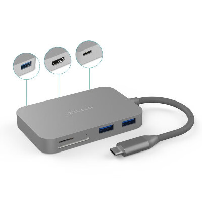 

dodocool Aluminum Alloy 7-in-1 USB-C Hub with Type-C Power Delivery 4K Video HD Output SDTF Card Reader&3 SuperSpeed USB 30