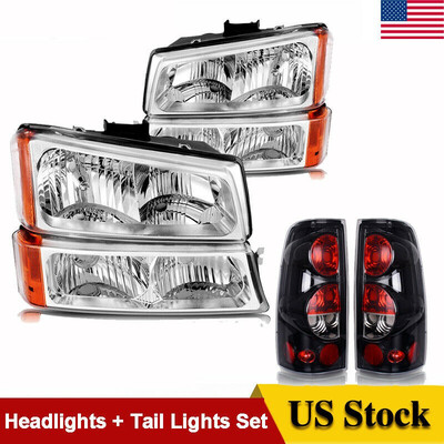 

For 2003-2006 Chevy Silverado Headlights Bumper Lamp Tail Lights Housing Set