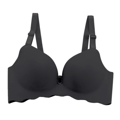 

Smooth Wavy Side Sexy Lingerie 34 Cup One-Piece No Trace No Steel Ring Solid Color Gathered Bra
