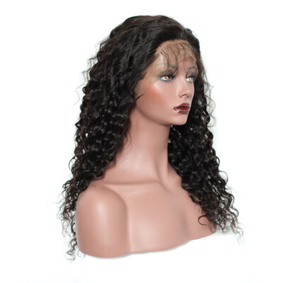 

Dolago Peruvian Deep Curly Lace Front Human Hair Wigs For Women 360 Lace Frontal Wig Natural Black 150 Density Virgin