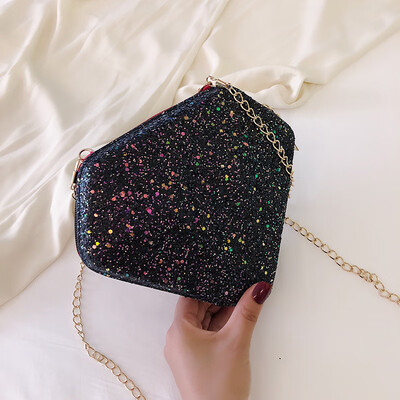 

Small fragrance simple wild diamond bag female personality sequins shoulder Messenger bag 2019 tide Korean fashion chain bag