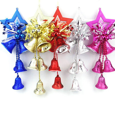 

Christmas Hanging String Star Bell String Decor for Xmas Plastic Year Wall Tree Hanging Decor for Home Shop Display Window