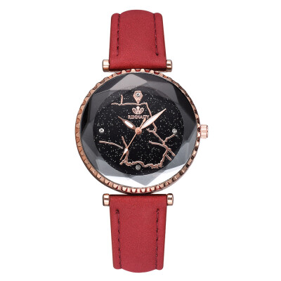 

Korean version of the constellation mirror PU watch shaking sound hot star female models personality quartz watch