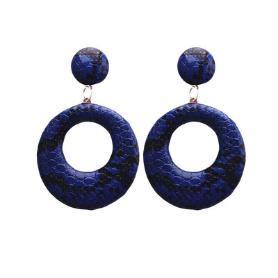 

EK630 Oversize Vintage Drop Earrings for Women Large Geometric Statement Earrings PU Snake Skin Pendant Earrings Fashion Jewelry