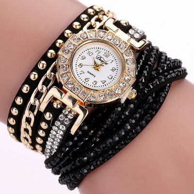 

DUOYA D061 Women Girls Wrap Bracelet Wrist Watch with Rhinestones