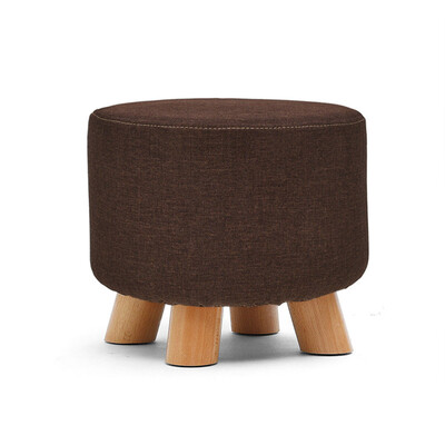 

Ottoman Pouf Round Fabric Creative Solid Wood Thickened Footstool Padded Foot Rest Folding Storage Seat Stool with Removable Cover