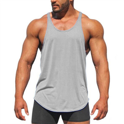 

Mens Cotton Plain Back Sling Sports Fitness Sleeveless Vest Tops Oversize Slim