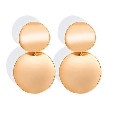 

2019 Fashion Gold Metal Round Disc Statement Earrings for Women Bijoux Brincos Party Gift Big Circle Drop Dangle Earring
