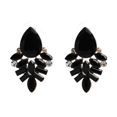

NEW Women Fashion Style BlueBlackPink Earrings Handmade Rhinestone Sweet Stud Crystal Stud Earrings For Women Girl W3106