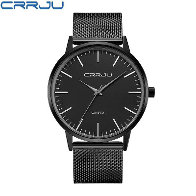 

CRRJU Minimalist Design Man Business Watch 3ATM Daily Water Resistant Alloy Mesh Strap Analog Wristwatch