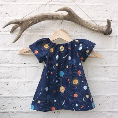 

Toddler Girl Space Universe Pattern Casual Blue Dress Best Gift for Your Girl