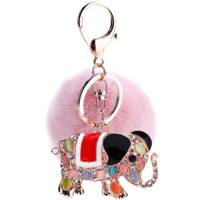 

Creative elephant keychain diamond colorful bag mobile phone pendant auspicious metal material customization