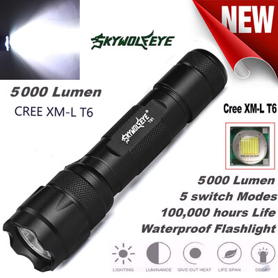 

Saidsome XML T6 LED Tactical Police Flashlight Torch Lamp Light 18650 5 Modes flashlight lamp