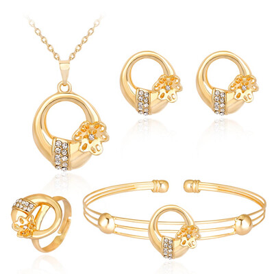 

Personalized Earrings Goods Fashion Sets Ring Necklace Earrings Ring Bracelet Four Sets Diamond Necklace Bracelet