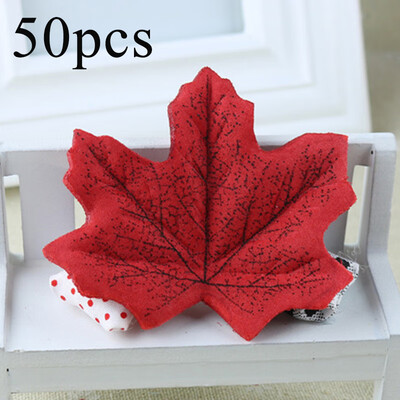 

50Artificial Fall Fake Silk Leaves Lovable Autumn Maple For Wedding Party Decor