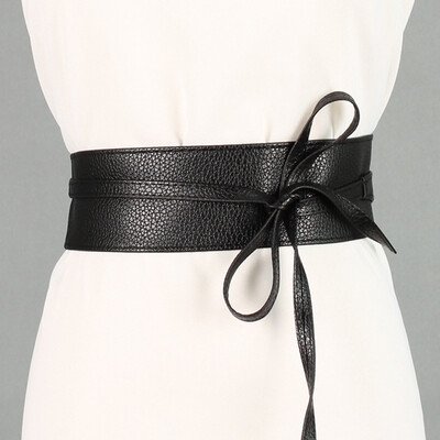 

Boho Belt For Women Bowknot Faux Leather Wrap Around Obi Style Waistband Black Cummerbund Brown Women Belt 2504 CM