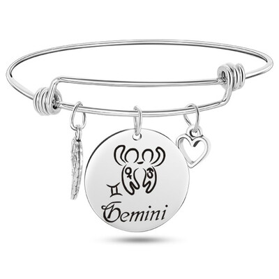 

12 Constellation Wire Stainless Steel Bracelet Birthstone Bangle Bracelets Charm Bracelet