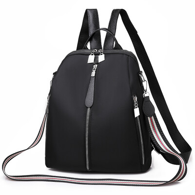 

Oxford double shoulder bag woman tide Korean version of tide canvas schoolbag single shoulder dual purpose leisure travel backpack