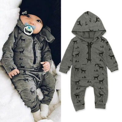 

Toddler Baby Boys Autumn Clothes Deer Hooded Romper Bodysuit Jumpsuit Outfits