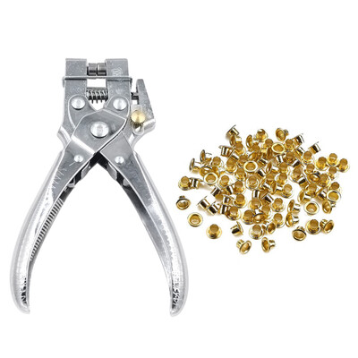 

Eyelet Punch 2-in-1 Eyelet Grommet Pliers Steel Hole Punch Eyelet Setter Kit with 100pcs Eyelet Grommets for Leather Belts Bags Ca