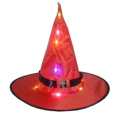 

Portable Lighting Hat Halloween Dress Up Hat Lightweight Decoration Luminous Witch Hat Purple With Buckle