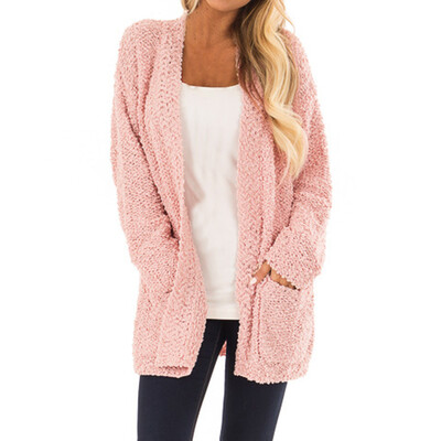 

Toponeto Women Fleece Long Sleeve Open Front Woolen Sweater Coat Jacket Cardigan