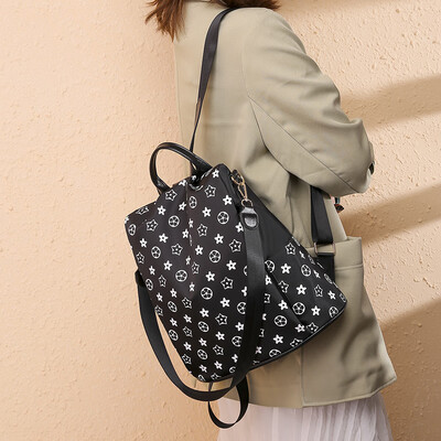 

Anti-theft Ladies Printing Leisure Travel Backpack Shoulder Pack Ladies Fashion Korean Version Baitao Oxford Canvas