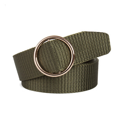 

Round buckle Unisex belt Solid Color Canvas Ring Buckle Women belt Fashion Student belt Wild Cowboy pants belt