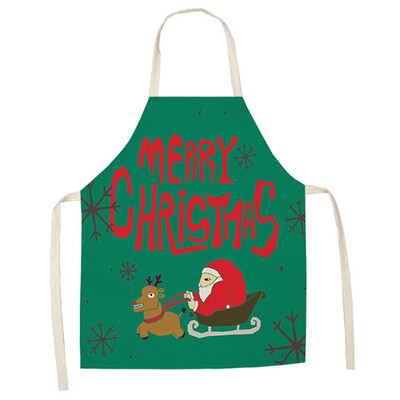 

1Pcs Merry Christmas Apron For Woman Cotton Linen Bibs Xmas Decor Pendant Kitchen Cooking Accessories
