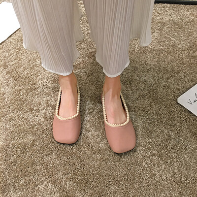 

Sprout single - shoe female autumn Korean version 100 students square - head grandma shoes flat - bottomed bean shoes girl