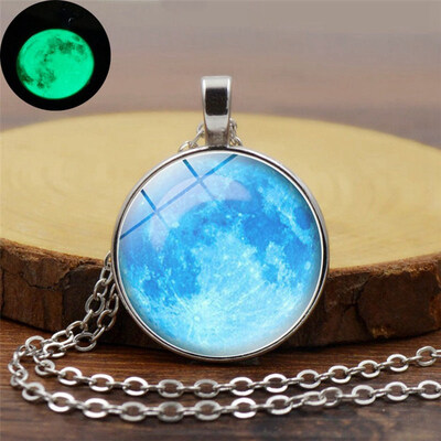 

Full Moon Glow In The Dark Pendant Necklace Luminous Moon Silver Chain Jewelry
