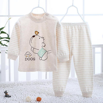 

Spring Cartoon Kids Cotton Clothes Set 2pcs Stripe Tops Pants Underwear