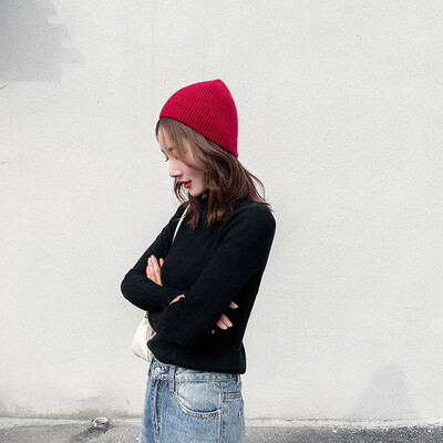 

Empty top woolen hat childrens winter net red personality fashion student Korean version versatile letter new knitting cap