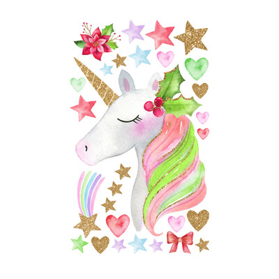 

Rainbow stars Unicorn Heart Stickers Wall Decals Peel&Stick Cute Wall Decor Art Sticker