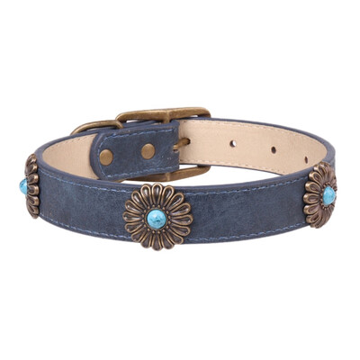 

Spot Bronze Daisy Pet Collar Blue Black Red Collars Leads Dog Necklace With Bronze Flowers Bronze Collar Adjustable