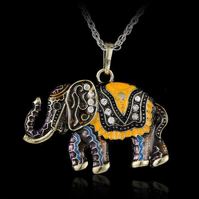 

Fashion jewelry Clothing accessories long Necklace vintage crystal rhinestone elephant necklace pendant
