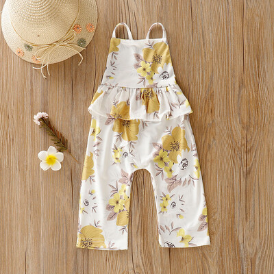 

Baby Girl Kid Straps Backless Floral Printed Overall Jumpsuit Romper Clothes