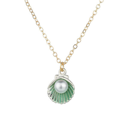 

Sea Shell With Pearll Pendants&Necklace Mermaid Pendant Necklace For Women New Summer Jewelry Female Handmade Necklace Gifts