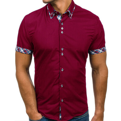 

Mens Summer Short Sleeve Shirts Casual Cotton Formal Slim Fit Shirt