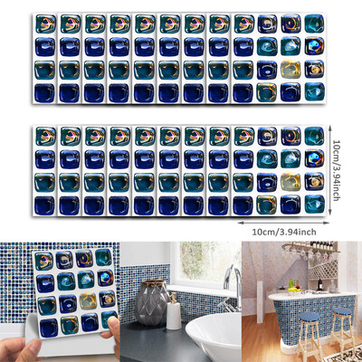 

Gobestart 18pcs Self Adhesive Waterproof Black Marble Mosaic Wall Art Kitchen Tile Sticker