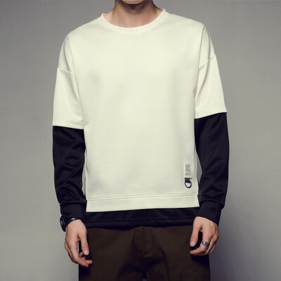 

Toponeto Mens New Style Casual Fashion Patchwork O-Neck Long Sleeves Sweatershirt Tops