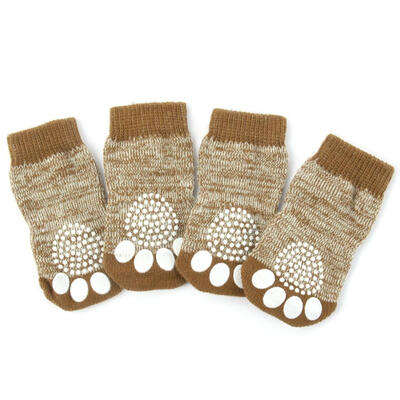 

Sweet 4pcs Pet Small Dog Shoes Socks Anti-slip Warm Socks Cotton Knit Socks Skid Bottom