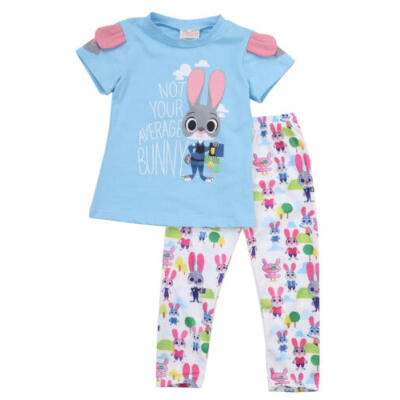 

2Pcs Kids Baby Girl Outfit Rabit Shirt T-shirt TopsLong Pants Jeans Clothes